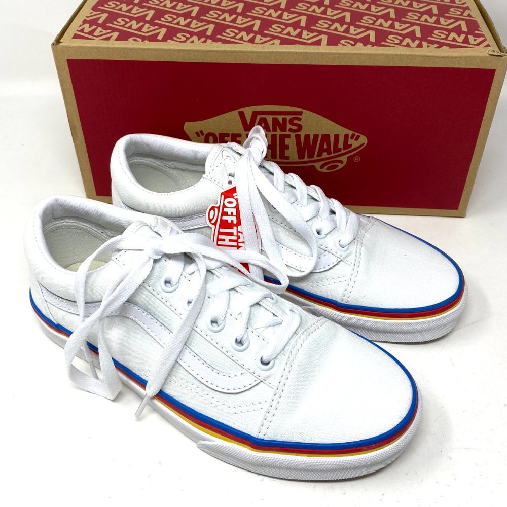 VANS Old Skool Rainbow Foxing White Canvas Women’s Size 7 Sneakers VN0A38G1MWF - Picture 8 of 9